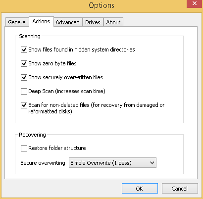 5. Recuva Options