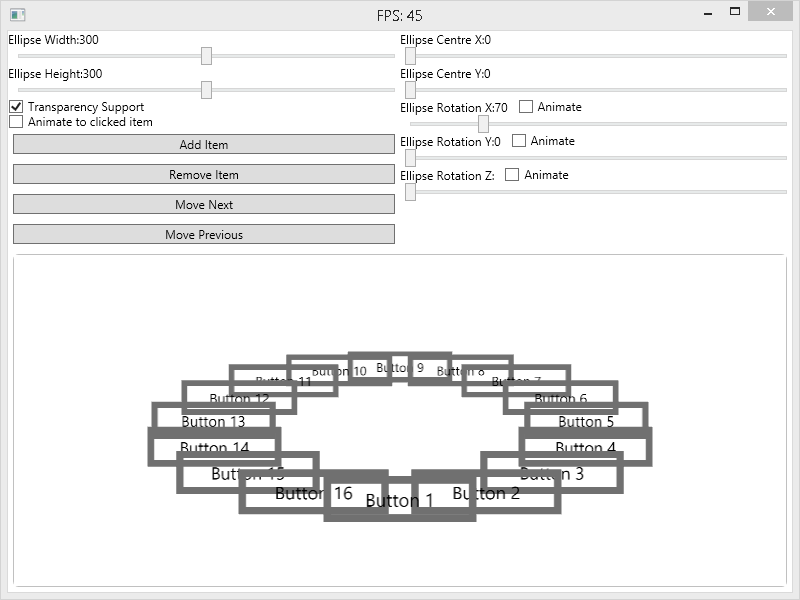 Revised WPF Elliptical Layout Control 3D